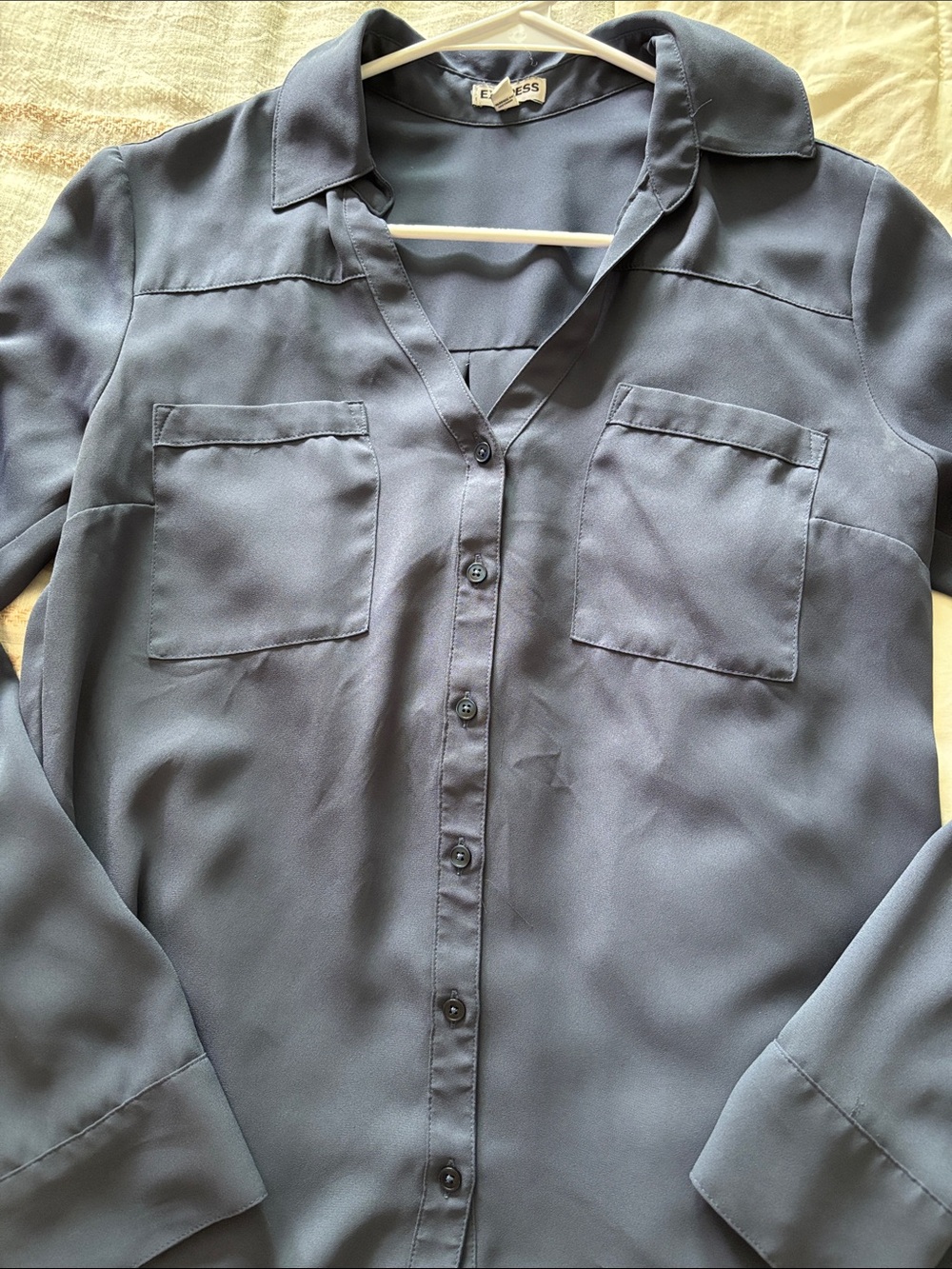 Express Slate Blue Button-Down Shirt - Picture 2 of 2
